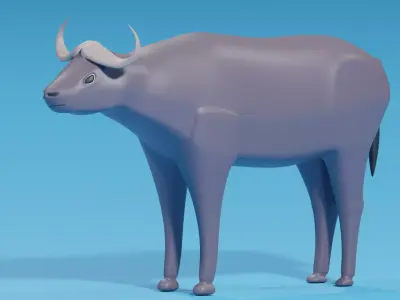Cartoon African Buffalo 3D model