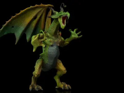 Evil green dragon Low-poly 3D model