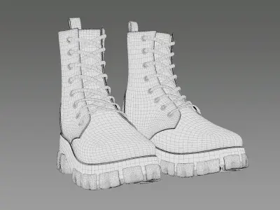 Black Leather Boots 3D model