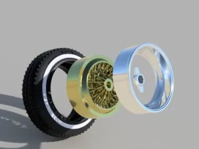 LOWRIDER WIRE RIMS ZENITH STYLE WITH TIRES for scale models 3D print model