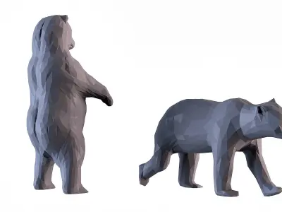 Bear LowPoly two bears 3D print model