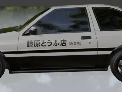 Toyota AE86 Tureno Low-poly 3D model