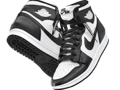 white nike air jordan 1 retro 3D model