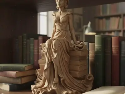 ELEGANT LADY ON BOOKS STATUE  3D PRINT MODEL 3D print model