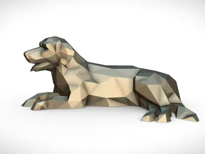 Golden Retriever figure low poly 3D print model