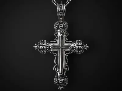 CROSS WITH CROWNS 3D print model