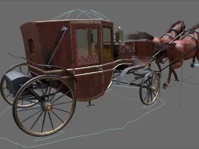 Carriage with Horses 3D model