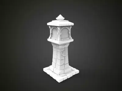 medieval urban stone lantern 2 3D print model