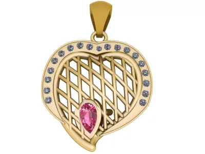 PINK SAPPHIRE HEART PENDANT 3D PRINTABLE MODEL 3D print model