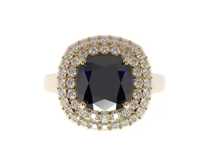 Jewelrly ring with diamonds and saphire 3D print model