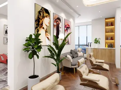 Light luxury barber shop 3D model