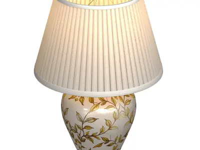 Leaves Brown Chinese Gold Nightstand European Table Lamp 3D model