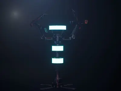 Cyber Candelabrum game ready asset Low-poly 3D model