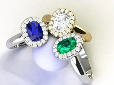 Ring 1 gold and emerald 3D print model
