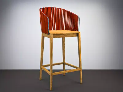 Bar Stool Wooden  Chair 3D model