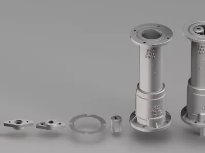 001622 Raw 3D Scan of Fire Hydrant Component Set 3D model