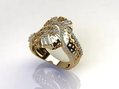 STL 3DM Women Ring Womens Ring Diamonds With Stone Model DP1909 3D print model