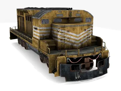 Train and Wagon Low-poly 3D model