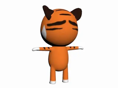 Cartoon Tiger Character Low-poly 3D model