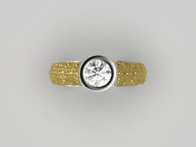 Luxury two-tone solitaire ring with diamond model jr00144 3D print model