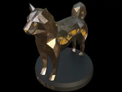 Steampunk Shiba Inu Dog Low-poly 3D model