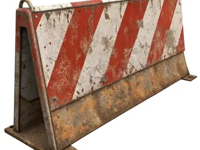 Rusty Construction Barrier 3D Model 3D model