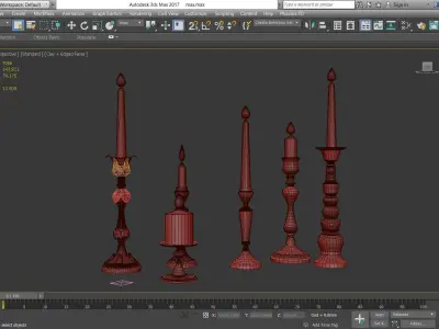 Holder Collection group of silver candle holders 3D model