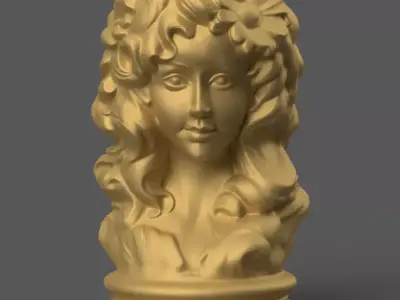 Elegant Woman Head Planter 3D STL File for Decoration 3D print model