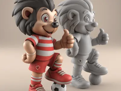 Cute Soccer Lion STL 3D Print Model 3D print model