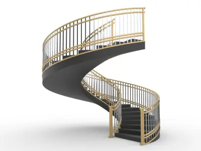 Spiral Staircase with Railing Architectural Details  3D model