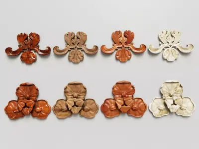 Classic decorative element of the ornament flower 3D model