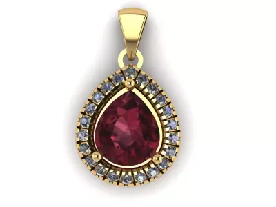 GOLD AND TEARDROP RUBY PENDANT 3D PRINTABLE MODEL 3D print model