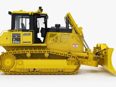 Komatsu D65PXi-18 Crawler Dozer Rigged 3D model
