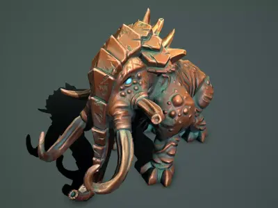 Statue mammoth Low-poly 3D model