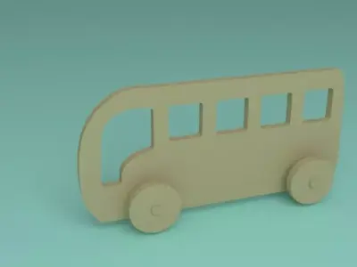 toy wooden minibus 2d 3D model