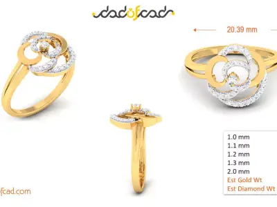 Buy Gold Leaf Luxury Diamond Ring 3D print model