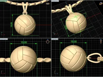 Volleyball Ball Pendant Silver Gold  Print 3D print model