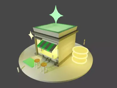 Coffee shop Free low-poly 3D model