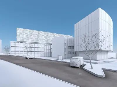 Campus Buildings Set 02  Low-poly 3D model