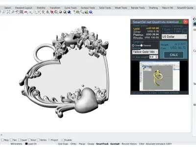 Heart Gold Pendant Jewelry 3D print model