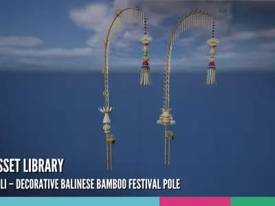 Penjor Bali Decorative Balinese Bamboo Festival Pole 3D model