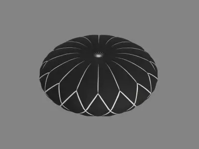 Round decorative black pillow 3D model