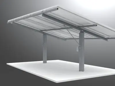 Solar panels stand alone structure steel column with base Low-poly 3D model