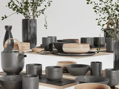 Japanese tableware set 20 3D model