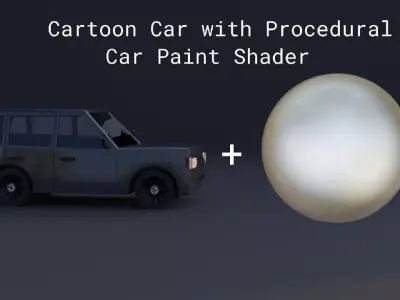 Low Poly Cartoon Car 3D Model  with Procedural Car Paint Shader Low-poly 3D model