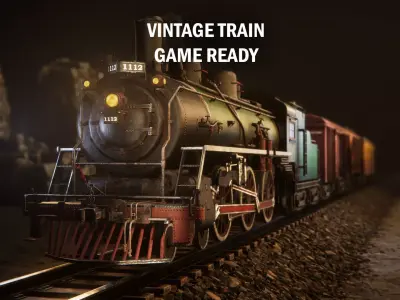 Vintage train Low-poly 3D model