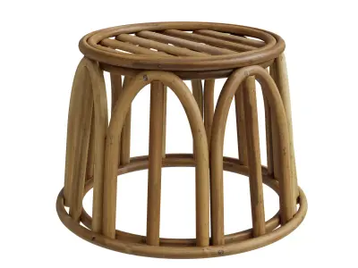 Short Round Rattan Plant Stand 3D model