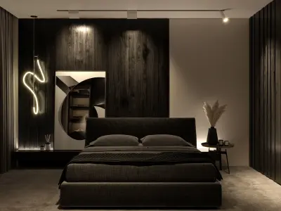 Master Bedroom Dark Color Scene 3D Models 3D model