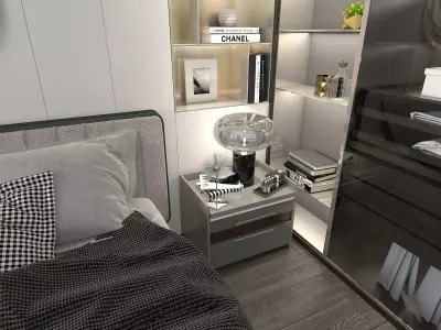Modern Bedroom Scene 7 3D model