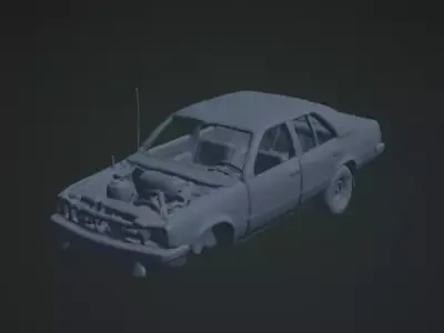 Wrecked Car 3D Model Realistic Vehicle Scene Free 3D print model